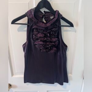 Eggplant Ruffled Sleeveless Top
